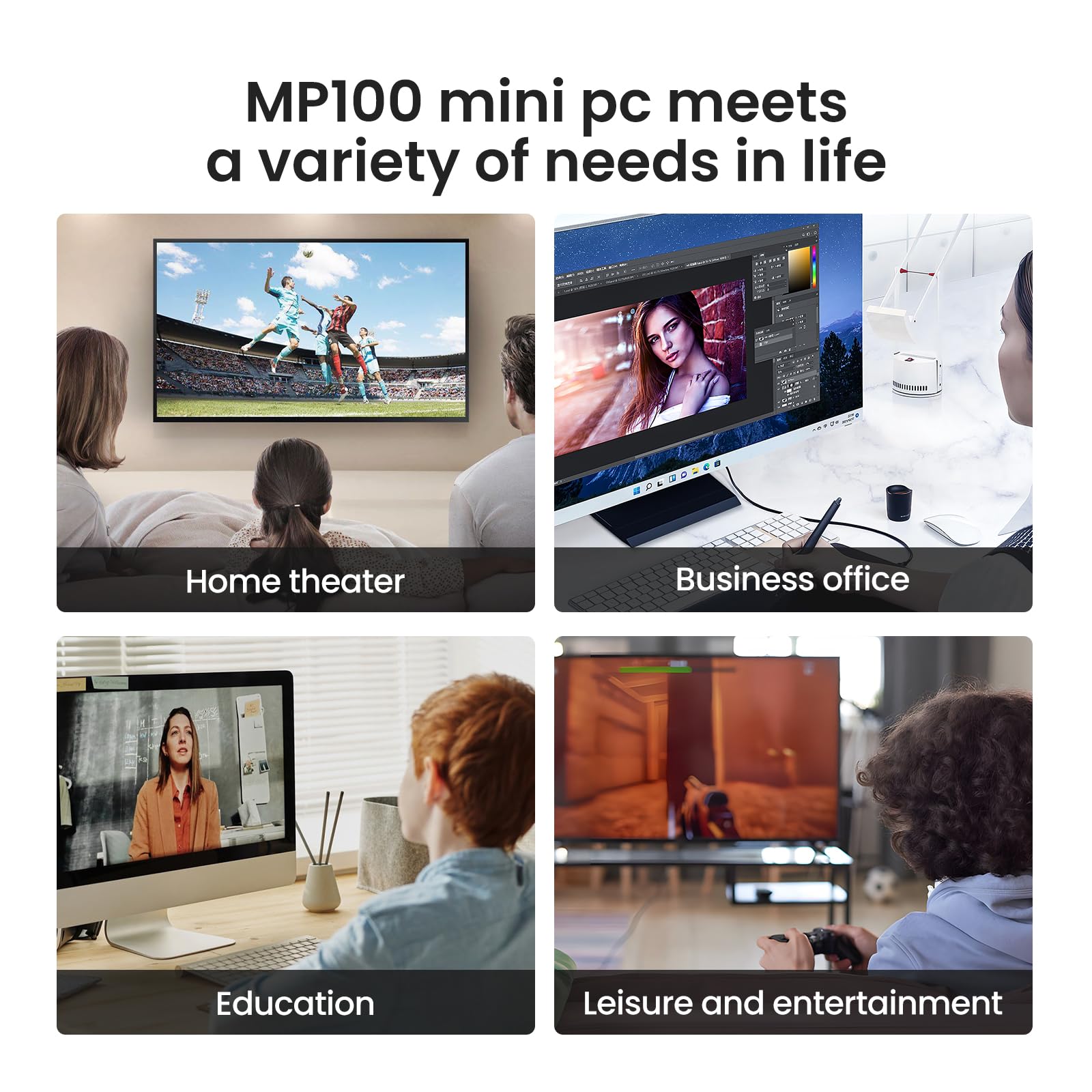 Mini PC Intel N100 (up to 3.4GHz) Mini Computer Windows 11, Small PC 8GB DDR5 256GB SSD,Built in 60,000+Games,4K Dual Display/WiFi 5/BT 4.2/500G External HDD Micro Desktop Computer for Home Office