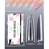 Makartt XXL Almond Half Cover Nail Tips with Guidelines, 240 PCS 12 Sizes | Pre-shaped,Matte for Grip,With Guidelines for Easy Alignment &amp; Symmetry,Soft Gel Tips for Extension,NO C Curve,Easy to Trim