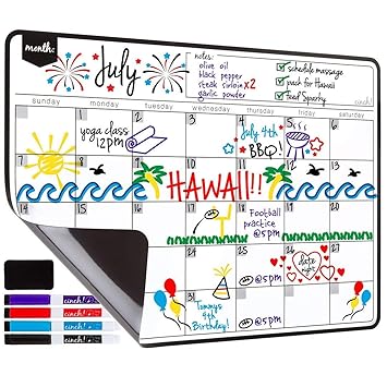 YiGooood - Calendario magnético de borrado en seco para nevera ...
