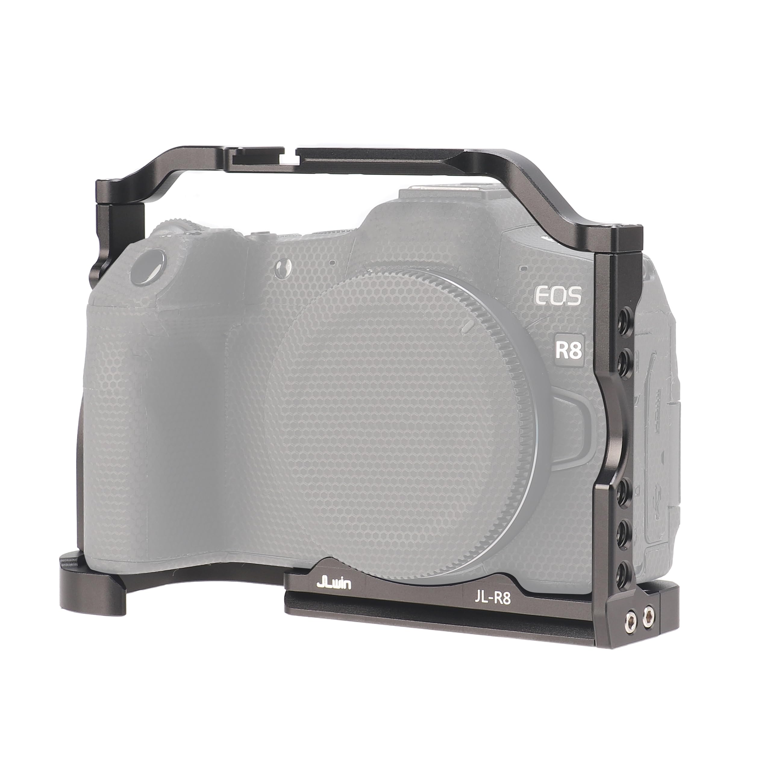 EOS R8 Cage, Hersmay Aluminium Camera Cage for Canon EOS R8 Mirrorless Cameras, Vlogging Video Shooting Filmmaking Rig Stabiliser with 1/4 Inch Attachment and 3/8 Inch Arri Mounting Hole