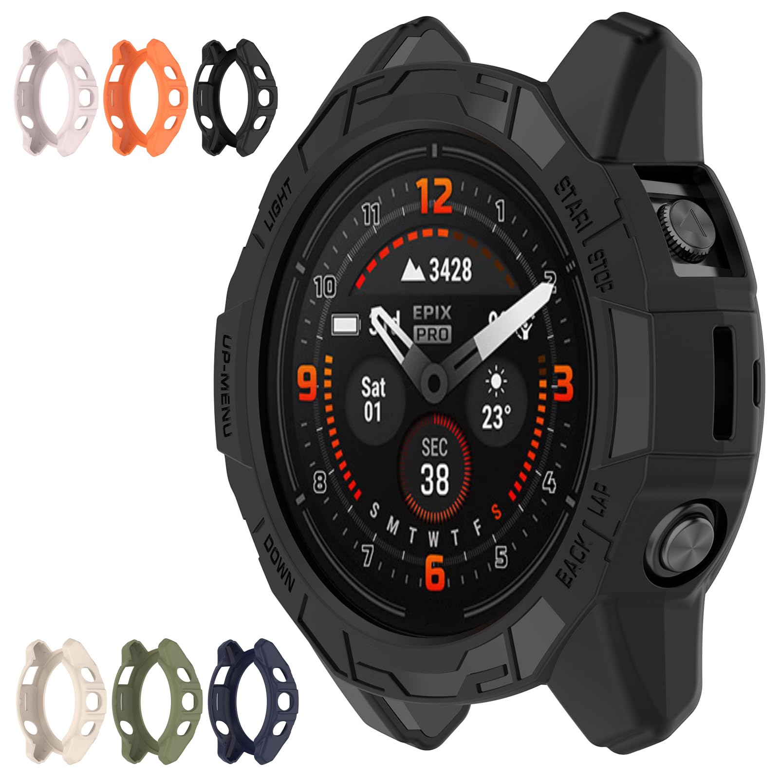 LOKEKE Compatible with Garmin Epix Pro Protective Case Cover, TPU Shell Case for 47mm (Black)
