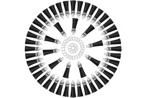 Keychain Tassels Bulk, Paxcoo Small Tassels for Jewelry Making, 50pcs Leather Tassel Keychain Charms with 50pcs Jump Rings for DIY Key Chain Craft, Black