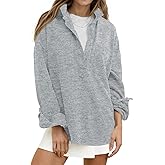 Fisoew Womens Oversized Sweatshirt Casual Long Sleeve Henley V Neck Pullover Tops Fall Outfits Clothes
