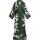 Aensso Long Soft Lightweight Silky Kimonos Robes for Women, Luxury Japanese Floral Womens Kimono Robe