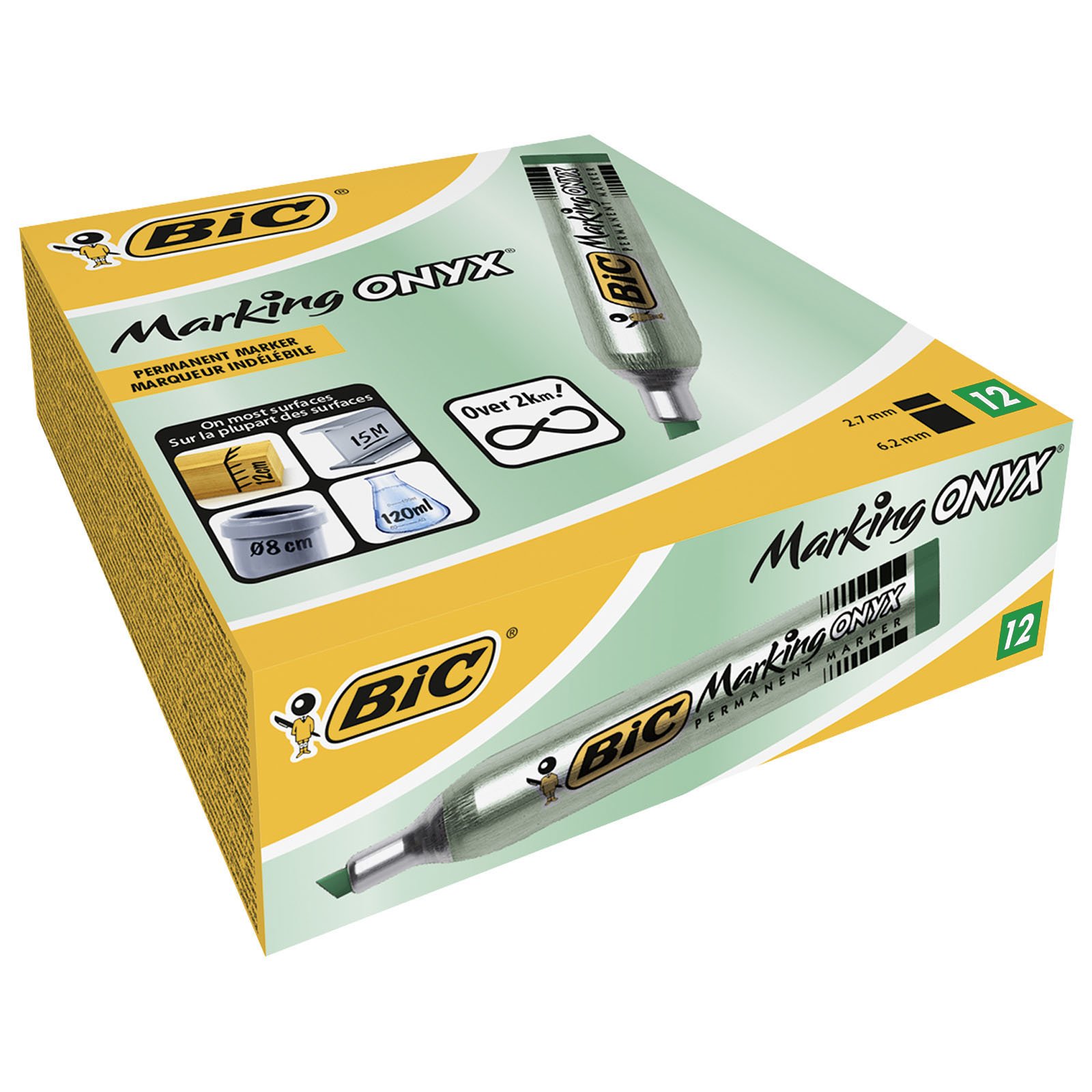 BIC Marking Onyx 1591 Chisel Tip Permanent Marker (Box of 12) - Green