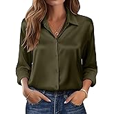 Zeagoo Womens Tops Long Sleeve Satin Silk Button Down Shirts Casual Business Dressy Blouses Fall Clothes