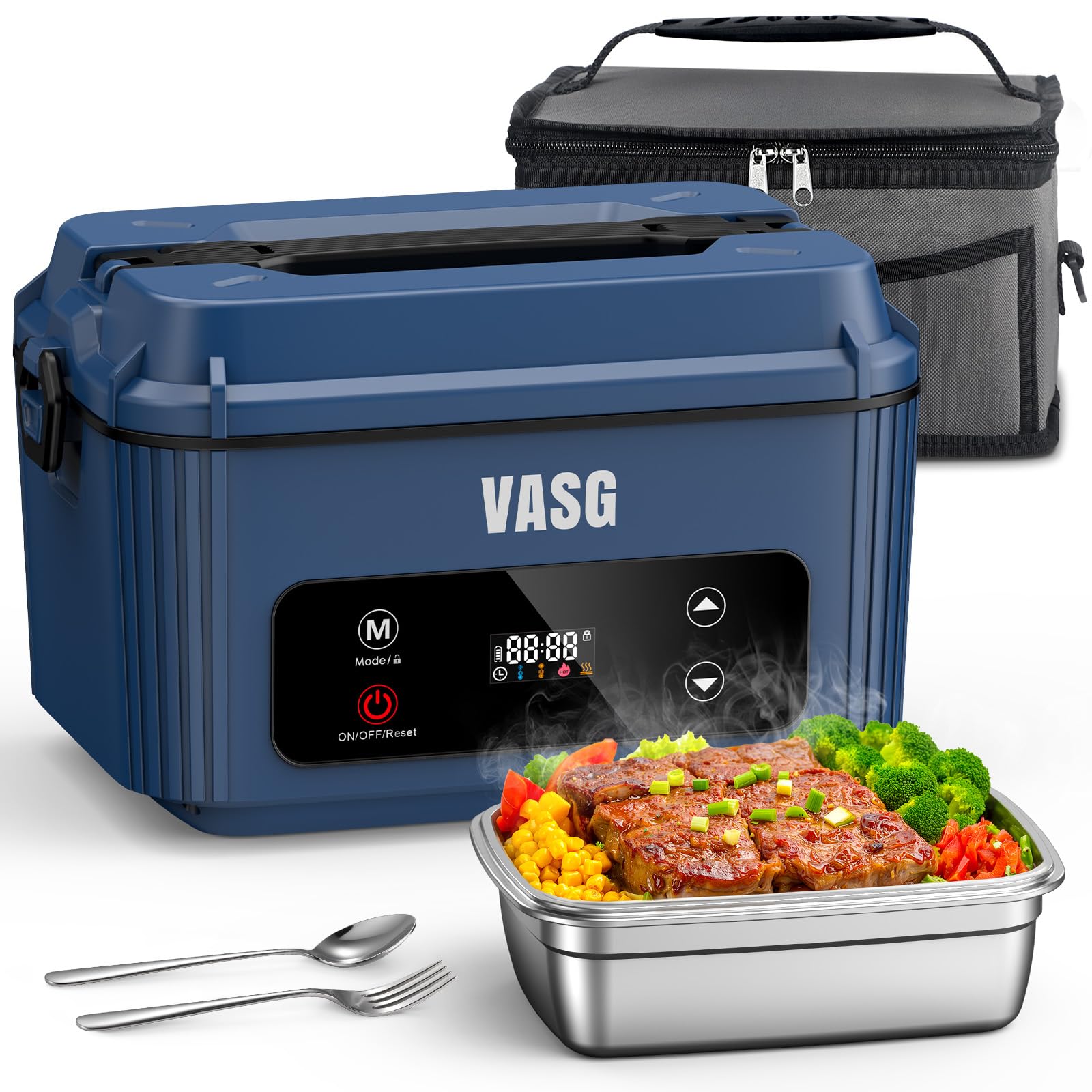 Photo 1 of VASG Cordless Heated Lunch Box for Adults, 12000mAh Electric Lunch Box with 360° Surround Rapid Heating, 1.2L XXL Portable Food Warmer with Timer, LCD Display for Office, Car & Outdoors