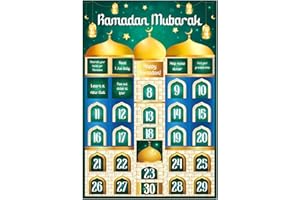 WhatSign Ramadan Calendar Ramadan Advent Calendar Window Page Ramadan Calendar for Kids Ramadan Countdown Calendar Poster Ramadan Activities Gifts for Kids Ramadan Eid Mubarak Decorations for Home