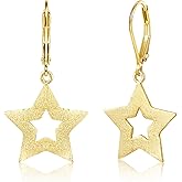LANCHARMED Sterling Silver Post Star Dangle Earrings for Women Hypoallergenic Drop Leverback Star Earrings Silver Drop Dangle Earings for Women Jewelry Gifts