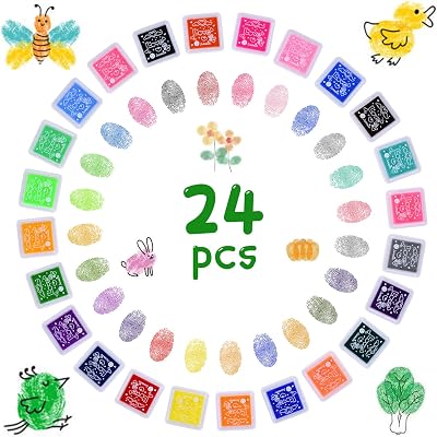 Vicloon 24pc Mini Craft Ink Stamp Pads Rainbow Colors for Cards Fabric