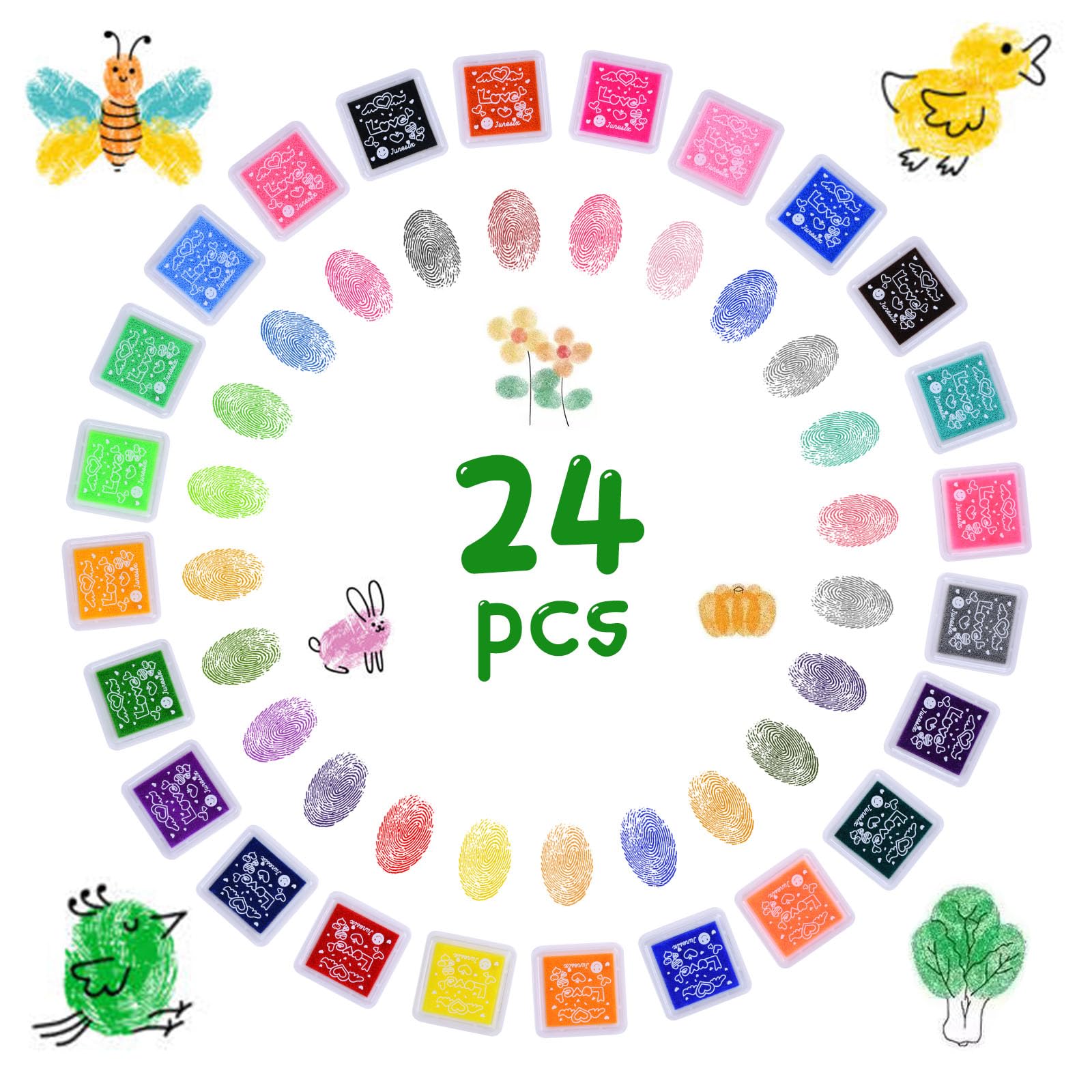 Vicloon Mini Craft Ink Stamp Pads, 24pc Set - Rainbow Colors for Card Making & Fabric Stamping
