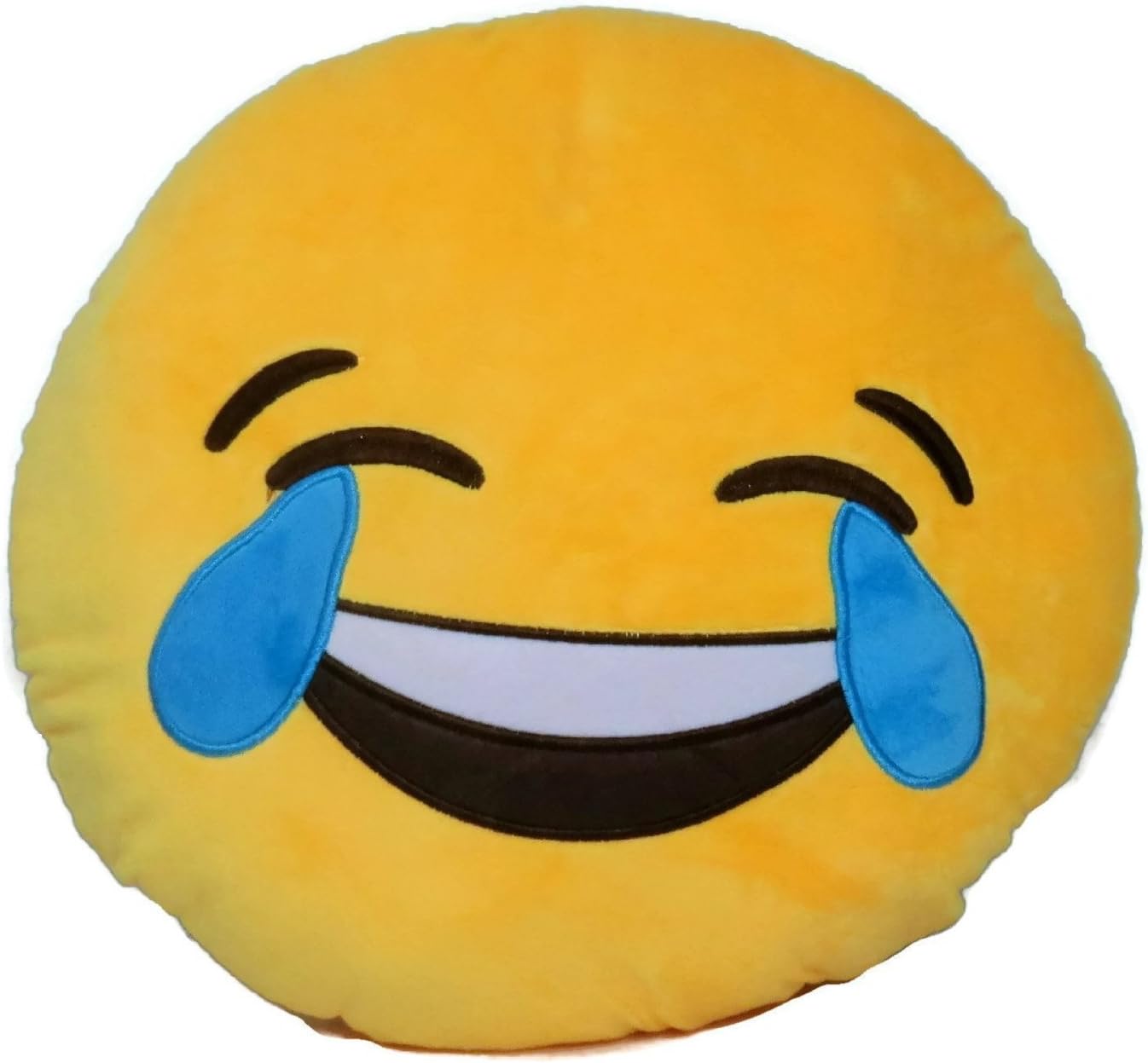 Emoji Comfort Emoji Smiley Round Yellow Emoticon Cushion Stuffed Plush Toy Various Designs (Laughing Tears)