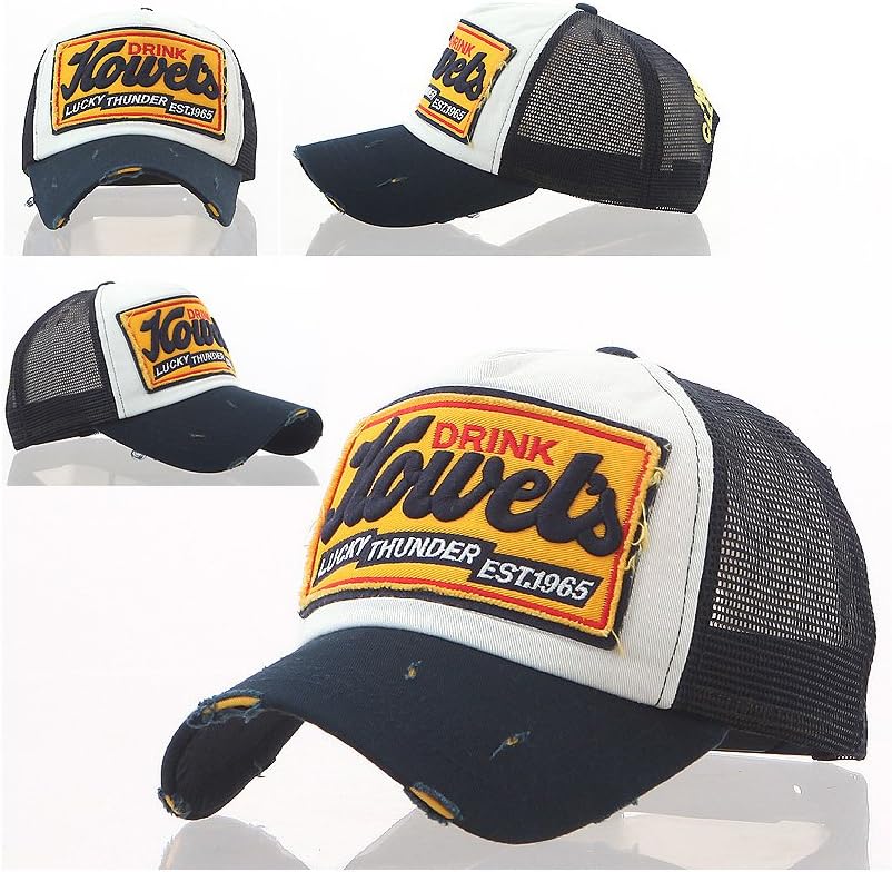 Drink Howel's Distressed Vintage Cotton Baseball Mesh Cap Snapback Trucker by Brooklyn Urban Supply (Navy)