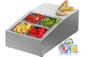 Mosphy Sandwich Prep Table Compact Refrigerated Countertop Prep Unit 26", 14 QT with 4 * 1/6 Pans 304 Stainless Steel, Auto Defrost, 102W Rated Power, 115V for Restaurant Salad Bar Bakery Home