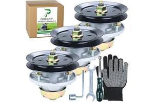 POSEAGLE 3 Pack AM124498 Spindle Assembly with M131814 Spindle Pulley Replaces AM131680 AM135349 for John Deere GT235 GT245 LT170 LX200 X465 X475 X485 X700 X744 Lawn Tractors