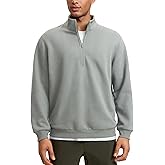 CRZ YOGA Cotton Fleece Lined Half Zip Sweatshirts for Men - Mock Neck Pullover Sweat Shirts Casual Workout Daily Sweaters