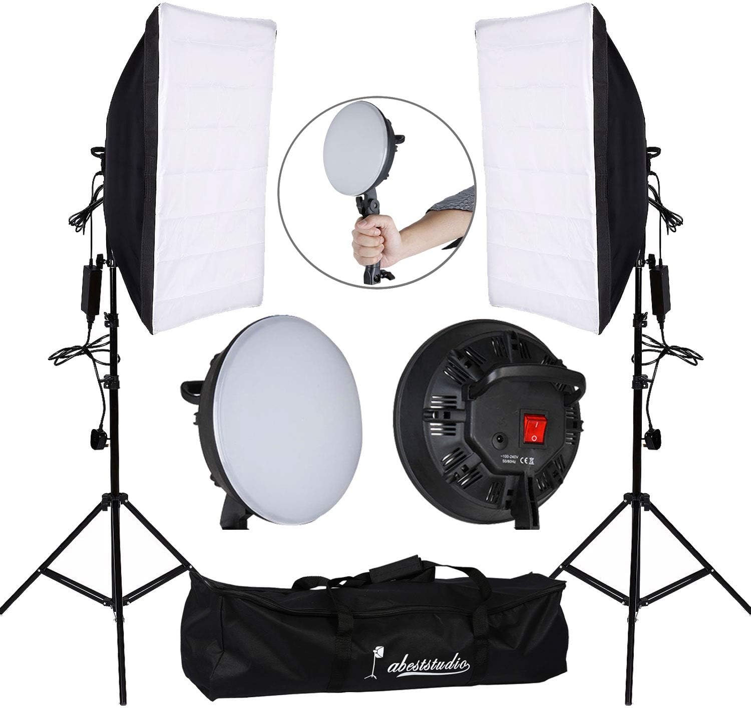 YISITONG 900W Professional Photography 20"x24"/50x70cm Softbox Studio Lighting Kit 2x 30W LED Soft box +2M Adjustable Light Stand for Photo Studio Portraits, Product Photography and Video Shooting