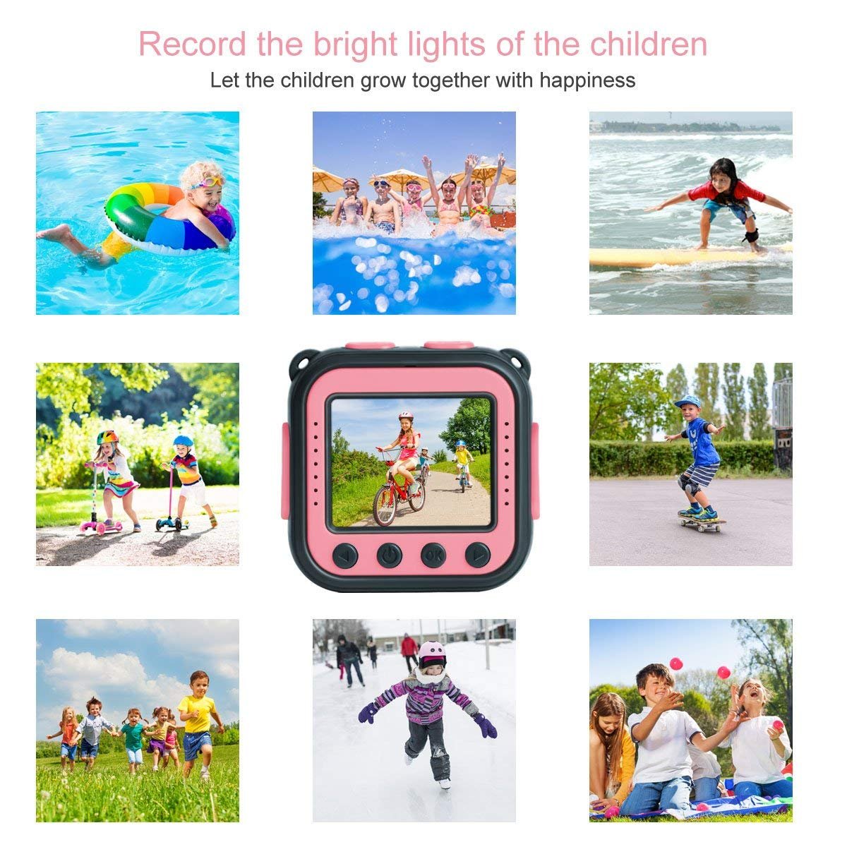 DROGRACE Kids Camera Waterproof HD Action Cam Digital Camera 1080P Underwater Sports Camera Camcorder DV for Girls Boys Birthday Holiday Gift Learn Camera Toy with 1.77 Inch LCD Screen (Pink)