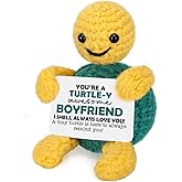 Boyfriend Valentines Day Gifts, Birthday Anniversary Wedding Boyfriend Him Gifts from Girlfriend, Romantic I Love You Gift for Boyfriends Present Small Cute Handmade Emotional Crochet Turtle