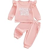 XRTBMN Aunties Bestie Baby Outfit Toddler Girl Long Sleeve Pullover Tops and Waffle Pants Set 2Pcs Infant Fall Winter Clothes