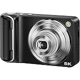 5K Digital Camera for Photography with 6X Optical Zoom, 64MP Autofocus WiFi Vlogging Camera for YouTube with Dual Lens, Compact Point and Shoot Digital Cameras with Touch Screen, 32GB Card,2 Batteries