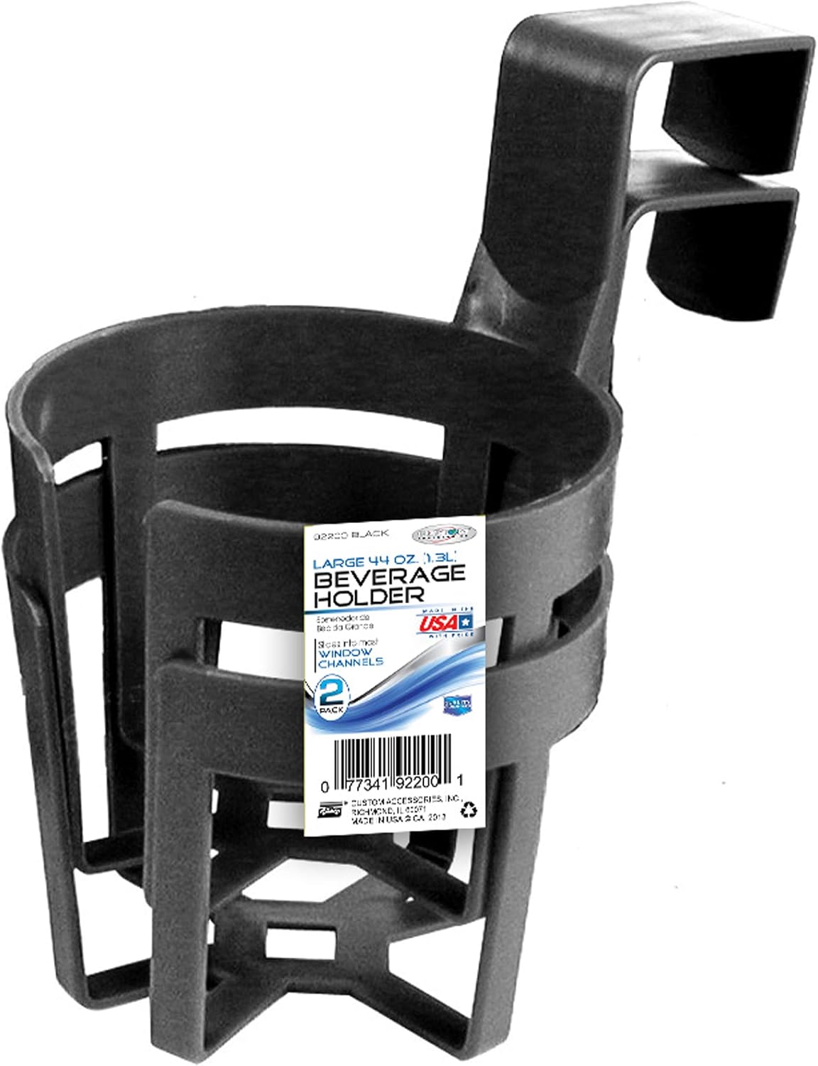 Custom Accessories 92200 Large Plastic Cup Holders, Black, 2-Pack: Automotive