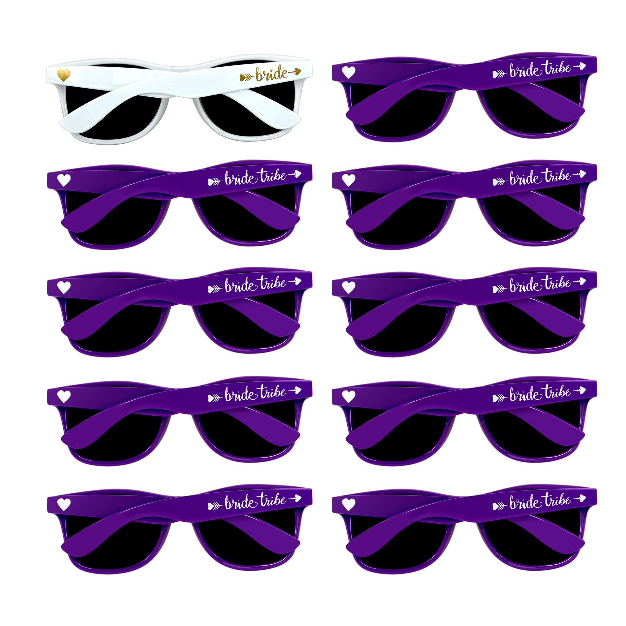 LADY&HOME 10 Pcak Hen Party Women Sunglasse Bride Tribe and Bride To Be Sunglasses for Women Bridesmaid Gifts Sunglasses for Bridal Shower Bachelorette Party Accessories(Purple)