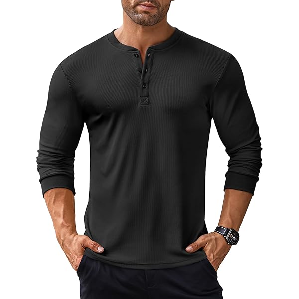 【KOOLOSET】Pigment Ribbed Henley Neck Muscle Tee Men's Knit Rib Sports T-shirts Muscle Slim Fit Elastic