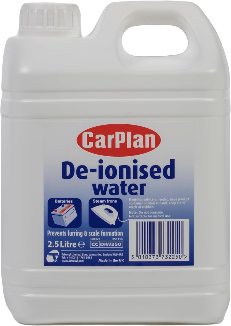 CarPlan De-ionised Water 2.5 Litres for Batteries Steam Irons Energy A+++
