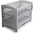 Arm’s Reach Ideal Ezee 3 in 1 Co-Sleeper Folding Bedside Bassinet and Play Yard Featuring Breathable Mesh Sides with Side Pockets for Storage and 4-Inch Sleeping Nest, Gray