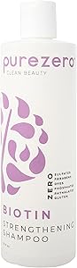 Purezero Biotin Strengthening Shampoo - 12 Fl Ounce - Volumizing, Thicker, Fuller Hair - Zero Sulfates, Parabens, Dyes, Glute