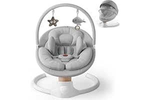 Baby Swings for Infants, FasonBaby Electric Baby Swing with Music Speaker, 5 Speeds, Remote Control and Bluetooth - Portable Infant Swing for Indoor and Outdoor (Gray)