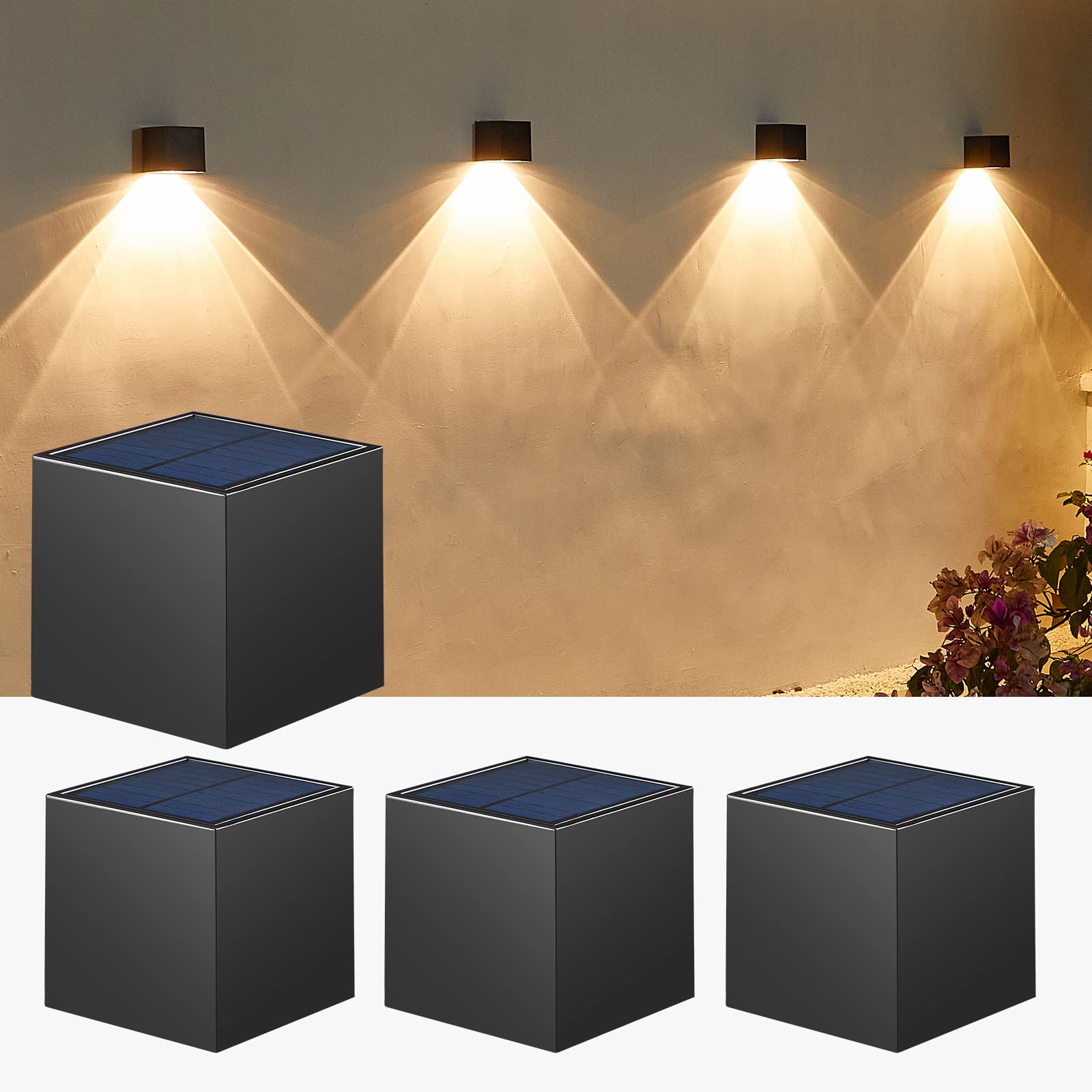 LUHLEE Solar Wall Lights Outdoor,Square Modern