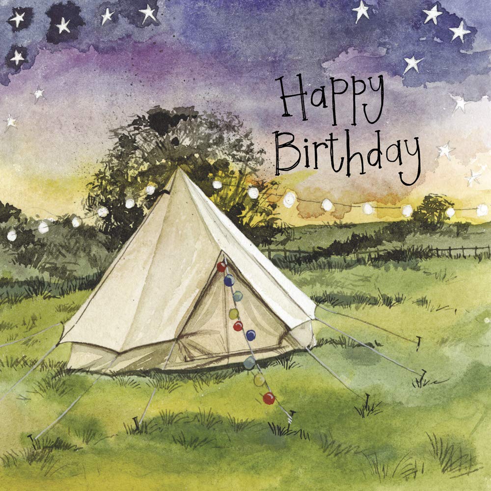 ALEX CLARK Happy Birthday Tent Card - Camping - Countryside - Nature - Wildlife - Greeting Card - Cards To Celebrate - Designed and Printed in the UK…
