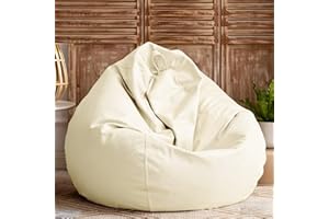 SXBCyan Bean Bag Chair Bean Bag Cover Without Filler Luxury Single Lazy Sofa Cover Faux Leather Bean Bag Sac Pouf Chair Envelope Beanbag Corner Seat Sectional Couch(White)