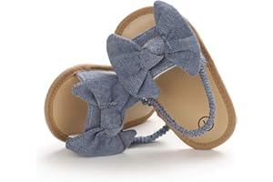 COSANKIM Infant Baby Girls Summer Sandals with Flower Soft Sole Newborn Toddler First Walker Crib Dress Shoes