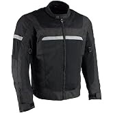 Milwaukee Leather MPM1794 Black Armored Mesh Racer Jacket with Reflective Piping for Men - All Season Jacket - X-Large