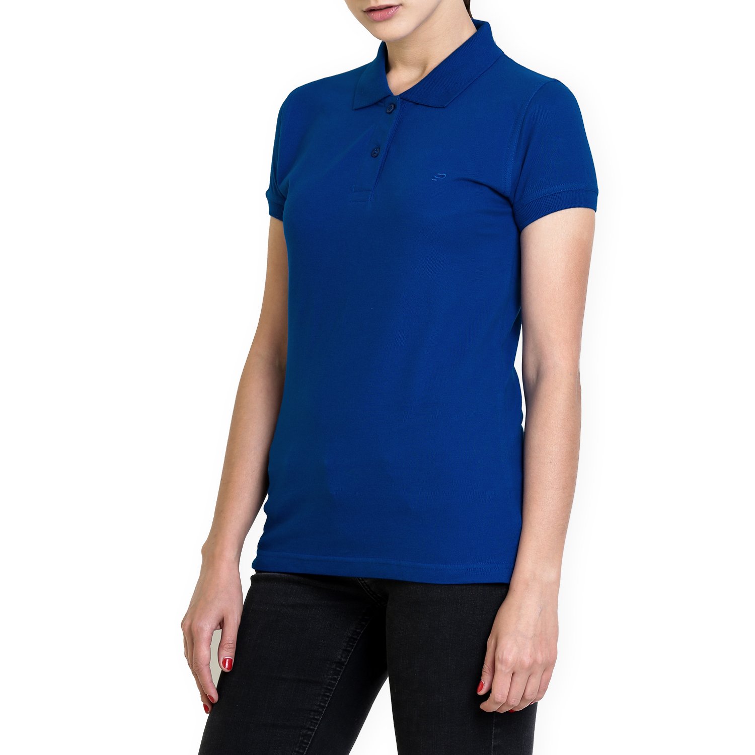 polo nation women's cotton polo t-shirt (royal blue)