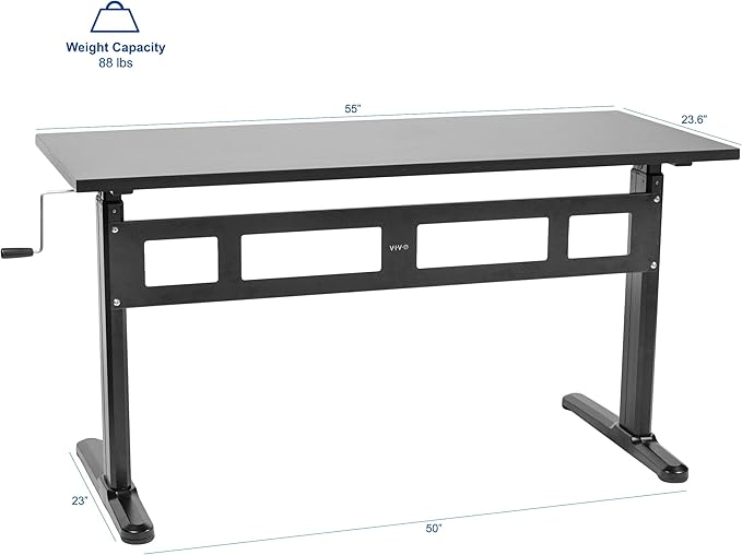 Amazon Com Vivo Black Height Adjustable 55 X 24 Inch Table Top With Legs Complete Sit Stand Desk Workstation With