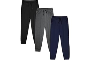 VOGRYE 3 Pack: Girls' Dry-Fit Jogger Sweatpants Soft Active Athletic Kids Joggers with Pockets & Drawstring