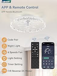 LEDIARY 20 Inch Low Profile Ceiling Fans with