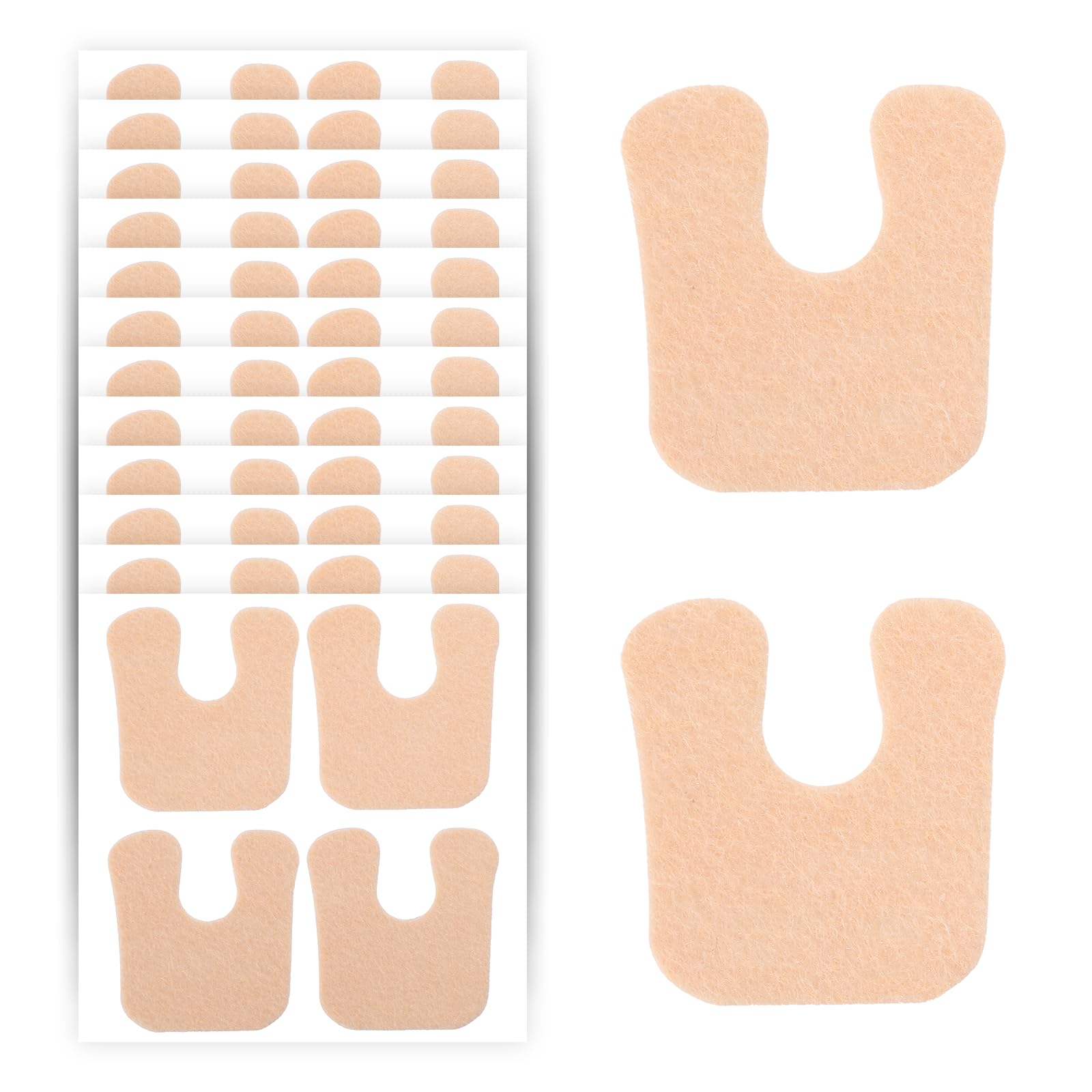 Photo 1 of 60pcs Calloused Feet Remover Pads U Shaped Felt Callus Pads Pain Relief Foot Cushion Self Adhesive Keep Protecting Calluses from Rubbing on Shoes for Men and Women, Beige