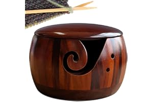 MEGA YU NENG Yarn Bowl for Knitting,Yarn Bowls for Crocheting, Crochet Bowls for Yarn, Yarn Bowl with Lid and Carved Holes, Knitting Bowl 3x6 inch, Knitting Crochet Accessories