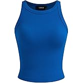 CIDER Womens Cotton Tank Tops Sleeveless Ribbed Basic Shirt Summer Crew Neck Racerback Shirts