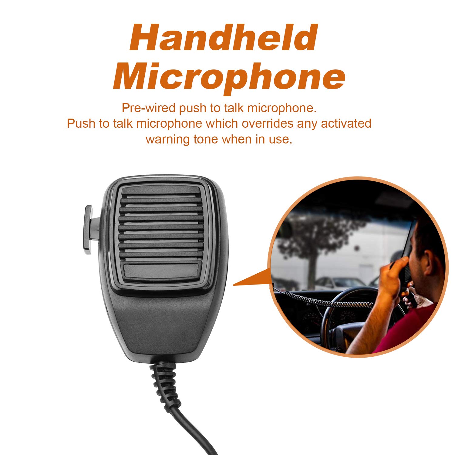 CJB200P Amplifier Police Siren & Black Plastic Square Speaker,DC12V 200W 9 Tones Wired Handheld Microphone Loudspeaker Emergency Siren Electronic PA System