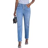 luvamia Straight Leg Jeans for Women High Waisted Trendy Button Fly Trouser Jeans Stretchy Denim Pants with Pockets