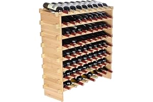 VEVOR Stackable Modular Wine Rack, Solid Bamboo Wood Storage Racks, Floor Freestanding Wines Holder Display Shelf, Wobble-Fre