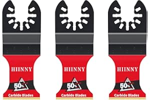 Hiinny Carbide Oscillating Tool Blades,Heary Duty for Hard Material,Professional Universal Oscillating Saw Blades,Quick Release for Hard Metal, Nails, Bolts and Screws, 3-Pack