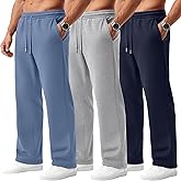 Evervibe 3 Pack Men's Big and Tall Sweatpants Athletic Workout Lounge Pants Plus Size Drawstring Joggers with 3 Pockets