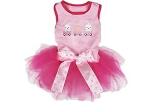 Petitebella Bunny Egg Train Puppy Dog Dress (Pink/Hot Pink, Large)